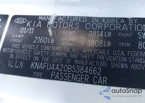2011 Kia Forte Ex from USA, damaged, VIN KNAFU4A20B5384662